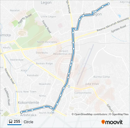 255 Bus Line Map