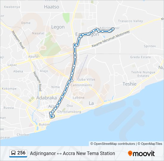 256 Bus Line Map