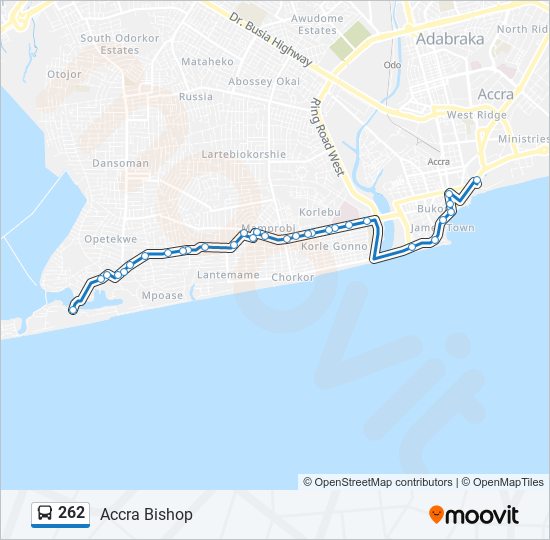 262 bus Line Map