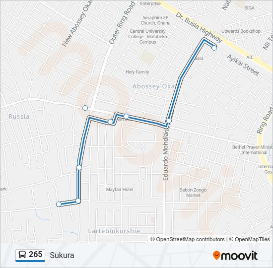 265 bus Line Map