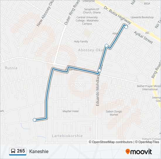 265 bus Line Map