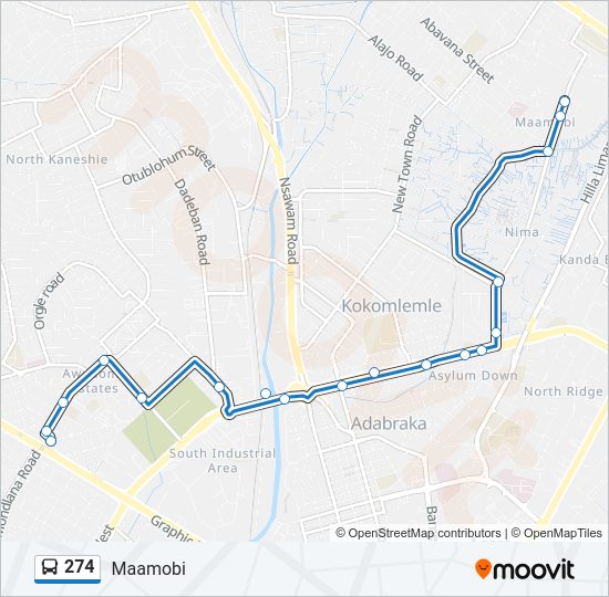 274 bus Line Map