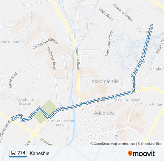 274 bus Line Map