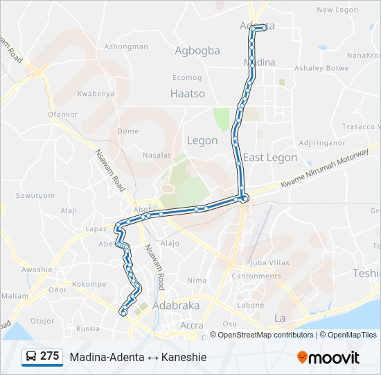 275 Bus Line Map