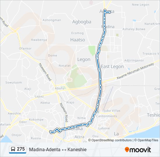 275 Bus Line Map