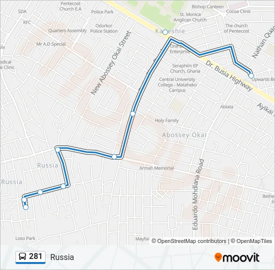 281 Bus Line Map