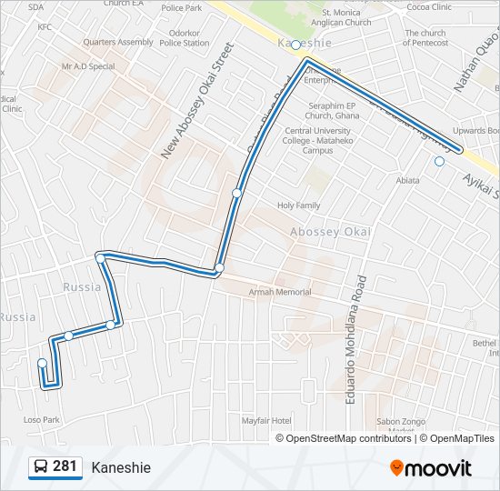 281 Bus Line Map