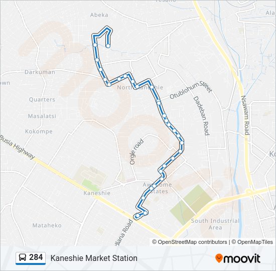 284 Bus Line Map