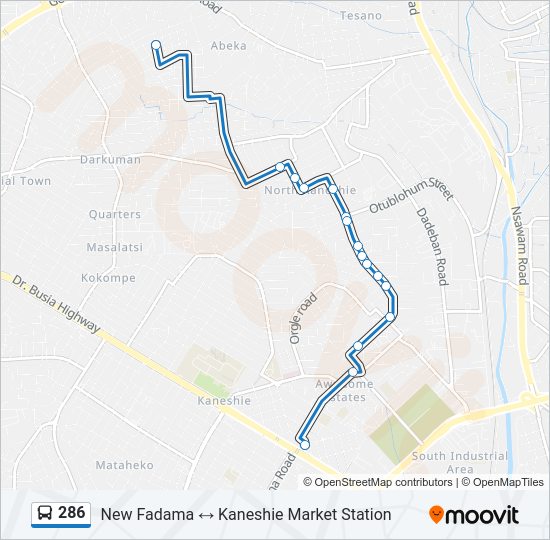 286 bus Line Map