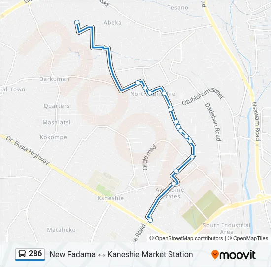 286 Bus Line Map