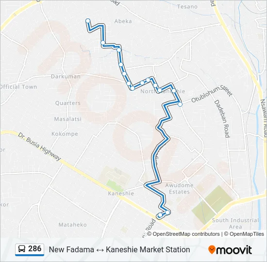 286 Bus Line Map