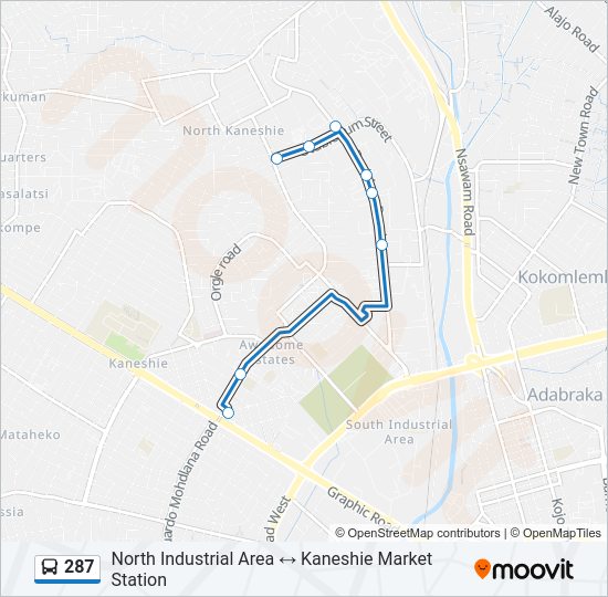 287 Bus Line Map