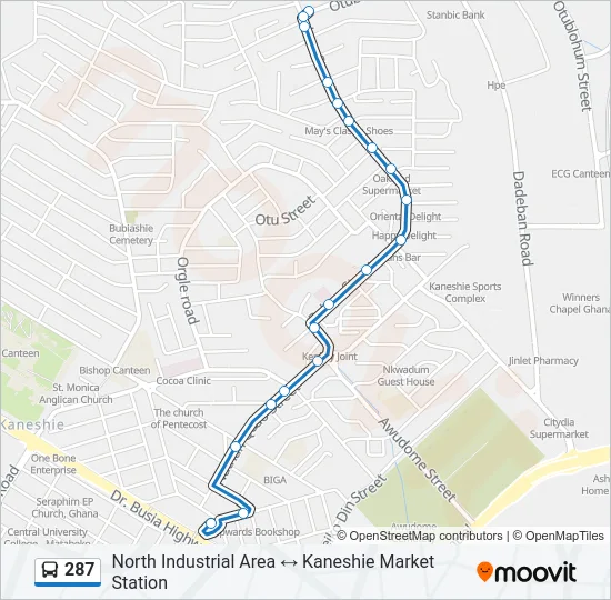 287 Bus Line Map