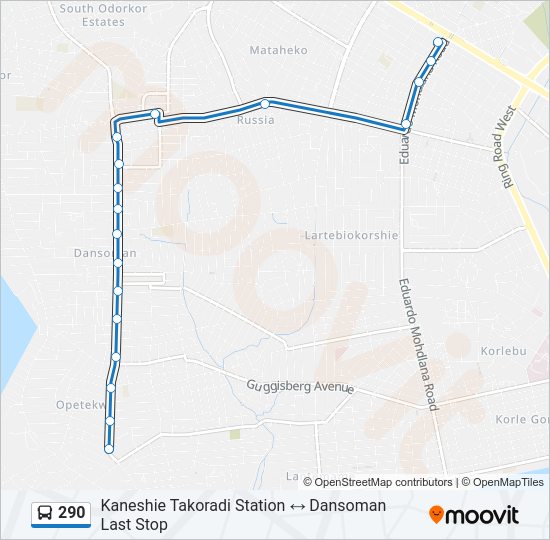 290 Bus Line Map