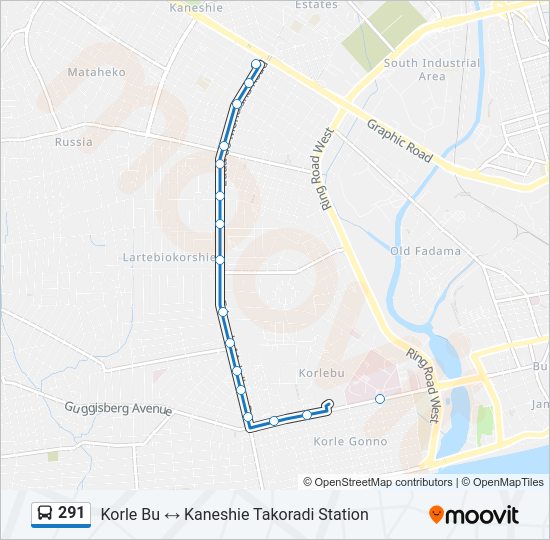 291 Bus Line Map