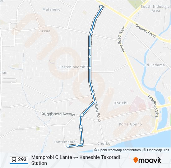 293 Bus Line Map