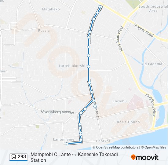 293 bus Line Map