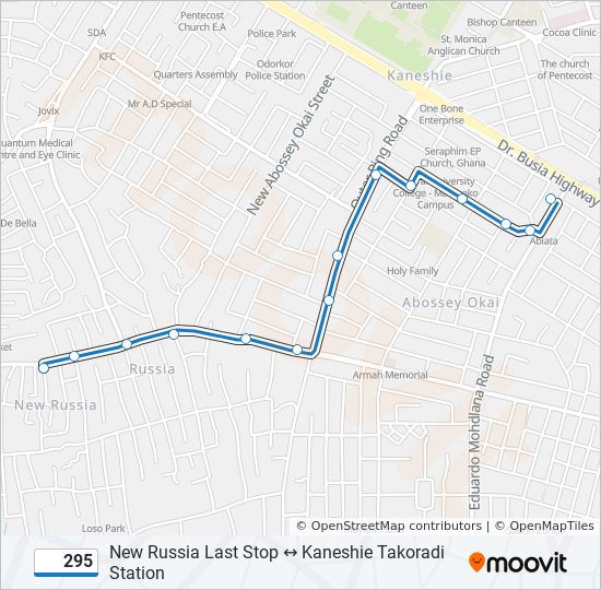 295 bus Line Map