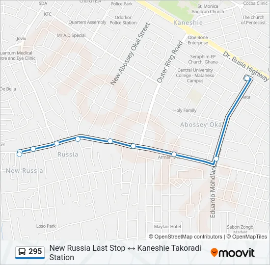 295 Bus Line Map