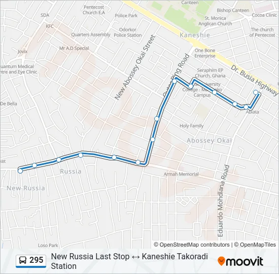295 Bus Line Map