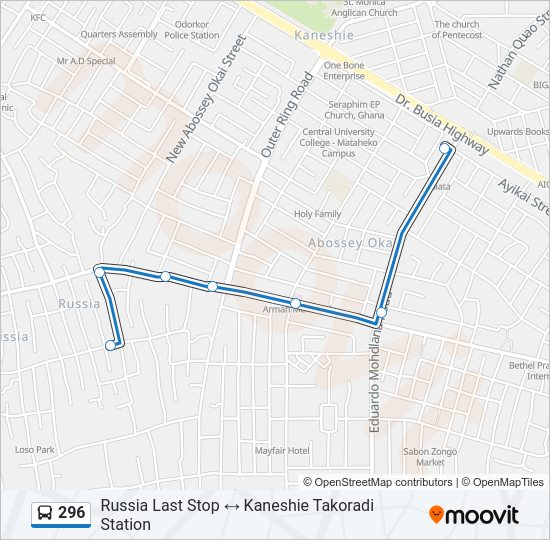 296 Bus Line Map