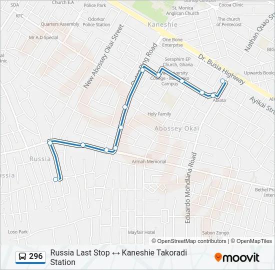 296 Bus Line Map