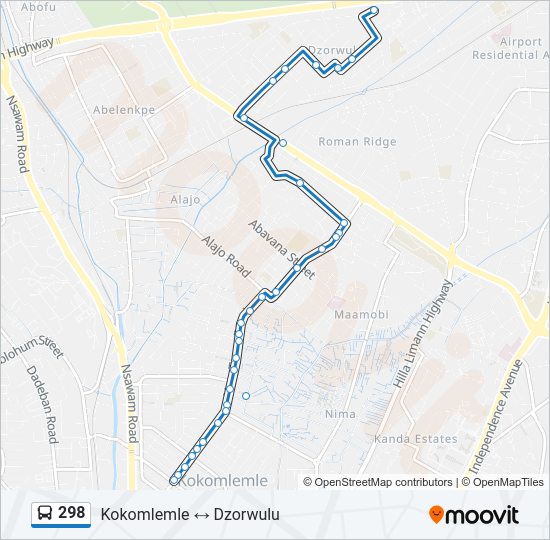 298 bus Line Map