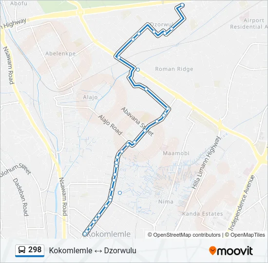 298 Bus Line Map