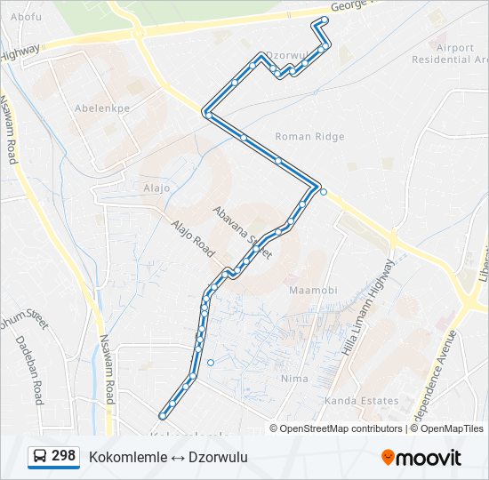 298 Bus Line Map