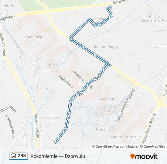 298 Bus Line Map