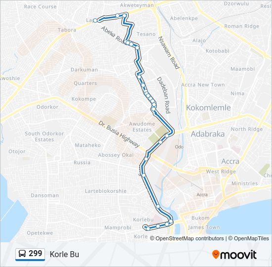 299 Bus Line Map