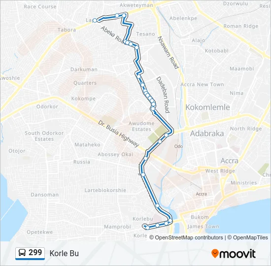 299 Bus Line Map