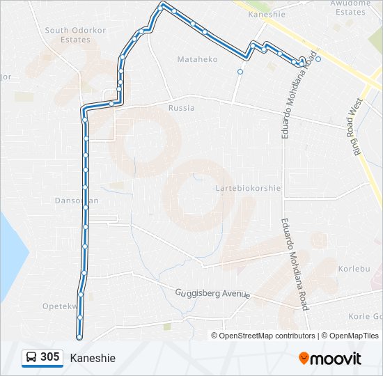 305 Bus Line Map