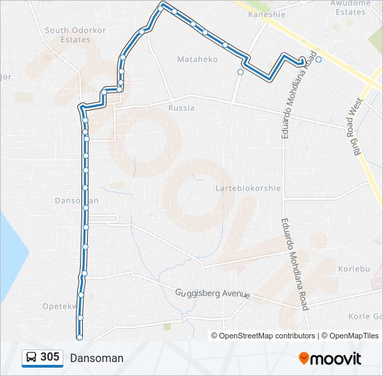 305 Bus Line Map