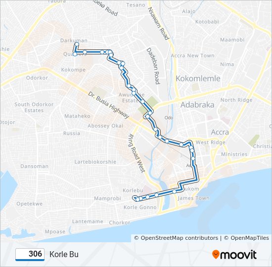 306 bus Line Map