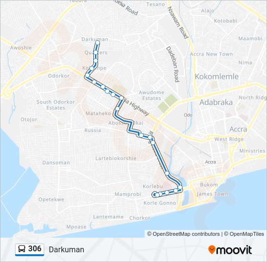 306 Bus Line Map