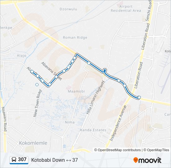 307 Bus Line Map