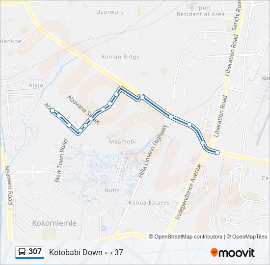 307 bus Line Map