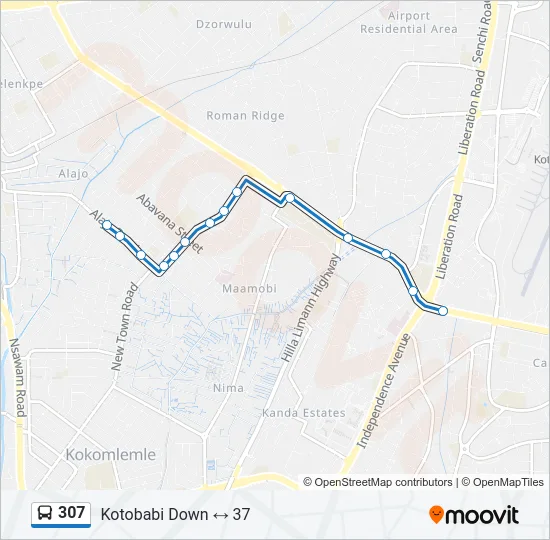 307 Bus Line Map
