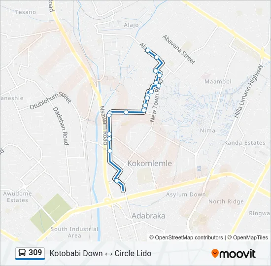 309 Bus Line Map