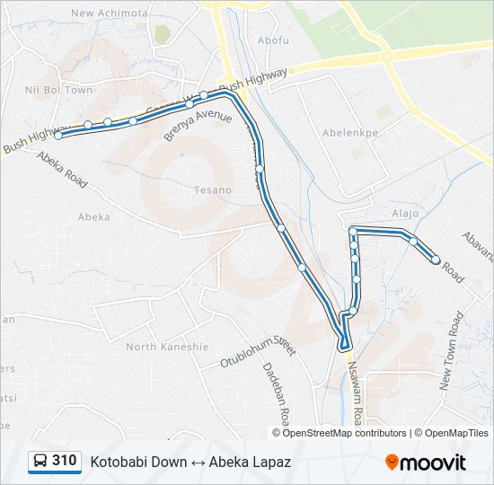 310 bus Line Map