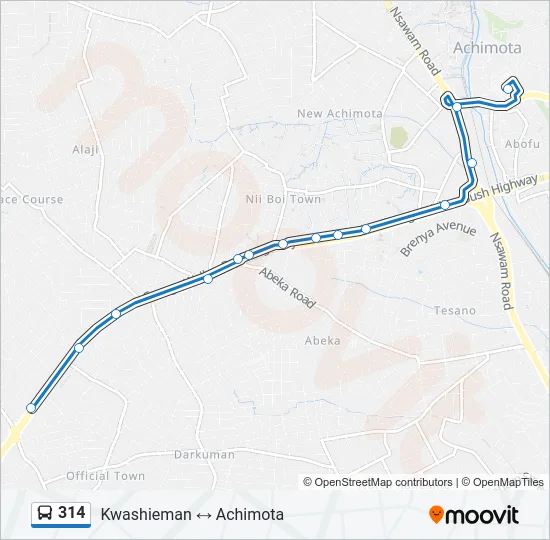 314 Bus Line Map