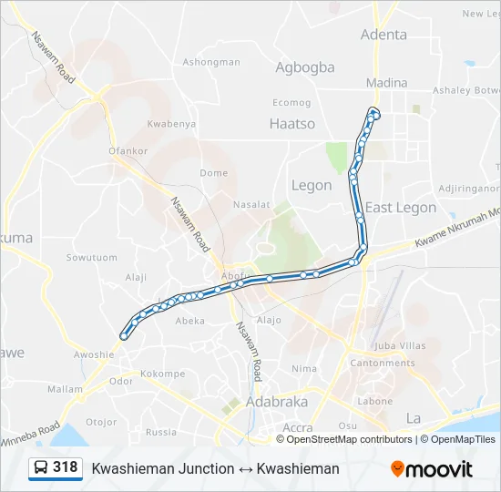 318 Bus Line Map
