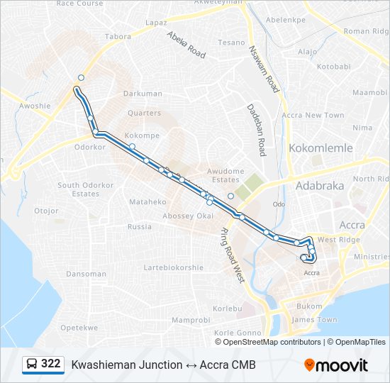 322 bus Line Map