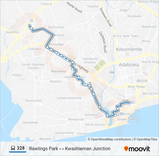 328 Bus Line Map