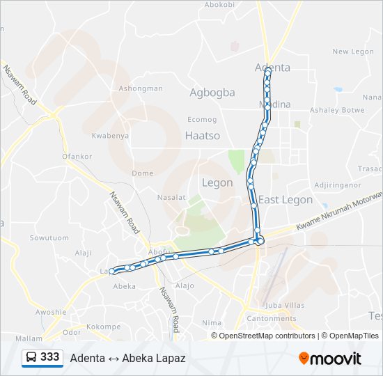 333 Bus Line Map