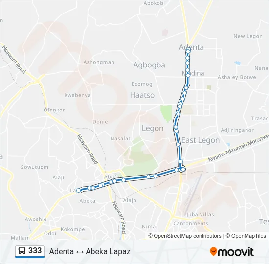 333 Bus Line Map