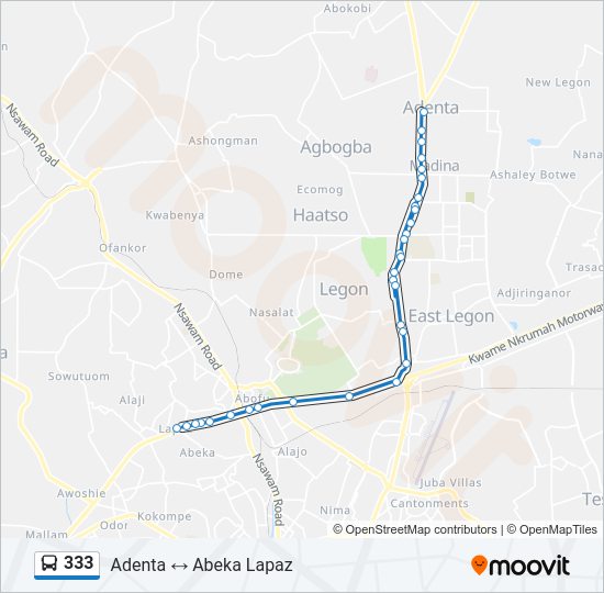 333 Bus Line Map