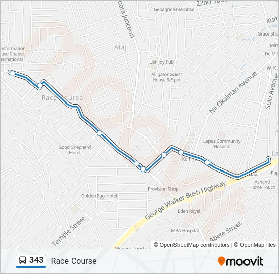 343 Bus Line Map