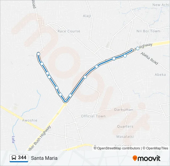 344 Bus Line Map